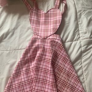 Pink Heart Kawaii Sweet Society Overalls Skirt
